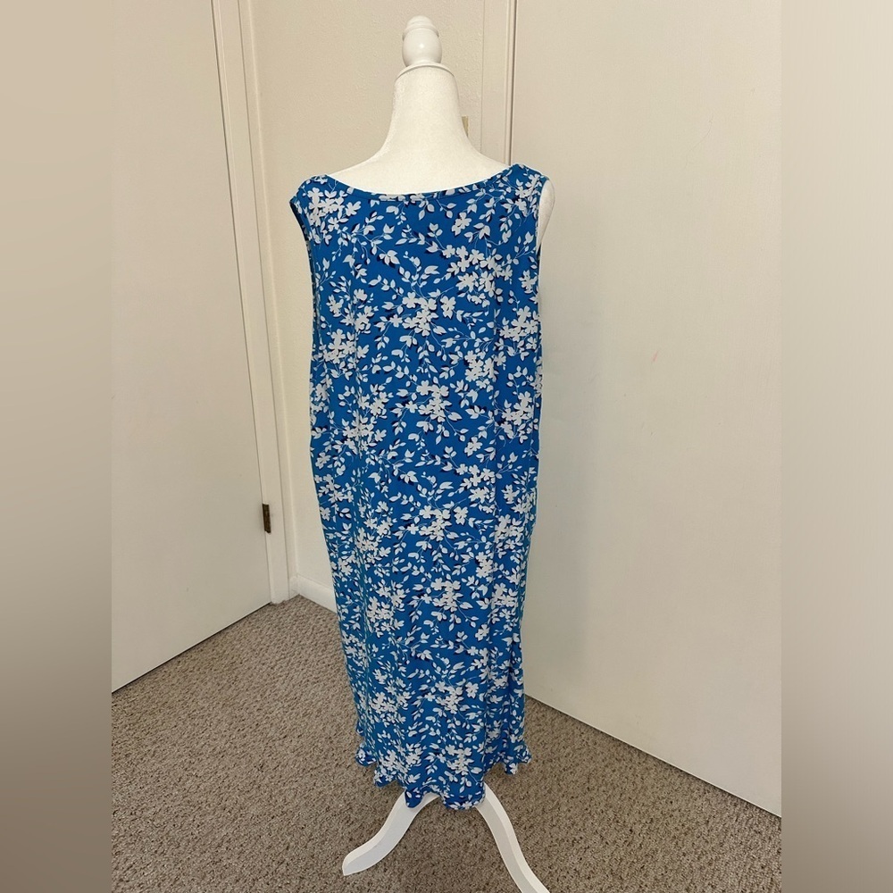 Draper James Blue White Floral Ruffle Jersey Shirt Dress Sundress